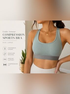 Under Armour Women's Sage Green Sports Bra with Gray Band